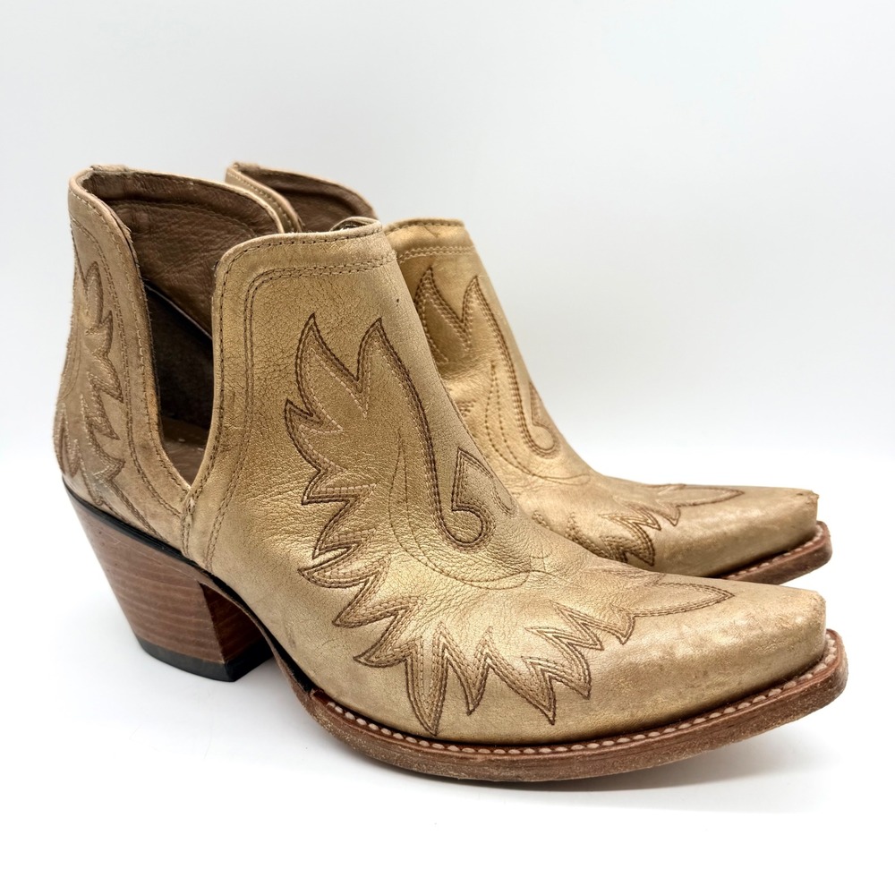 ARIAT Dixon Western Ankle Bootie In Distressed Gold Size 8.5 Coastal Cowgirl - Picture 2 of 13